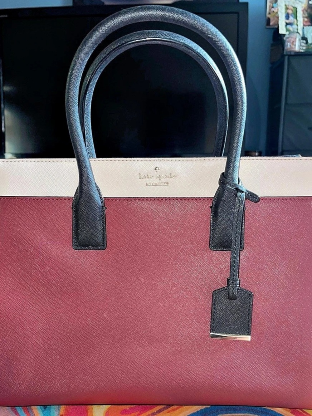 kate spade Cameron Street satchel. Burgundy & tan
